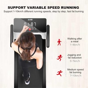 Electric Treadmill Household Gym Treadmill Running Machine with LED Display Safe Bar Folding Motorized Treadmill Portable