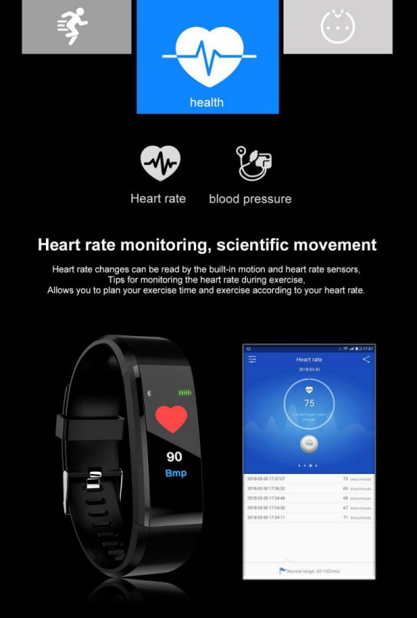 Sport Smart Watch Wristband Fitness Tracker Watch Health Heart Rate Band Blood Pressure Waterproof Smart Bracelet Smartband