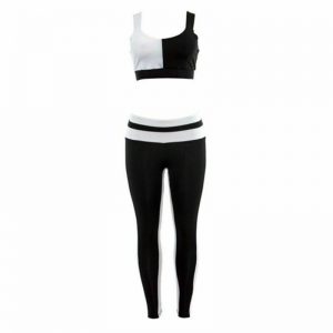 Black White Sportswear Tracksuit For Women Fitness Gym Sports Top And Leggings