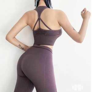 Two Piece Seamless Yoga Set Women Gym Clothes Sportswear Workout Suit Activewear